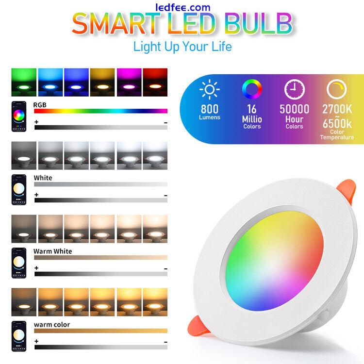 Ceiling Lights TUYA LED Dimming RGB Downlight Panel Recessed Spotlights By Alexa 2 