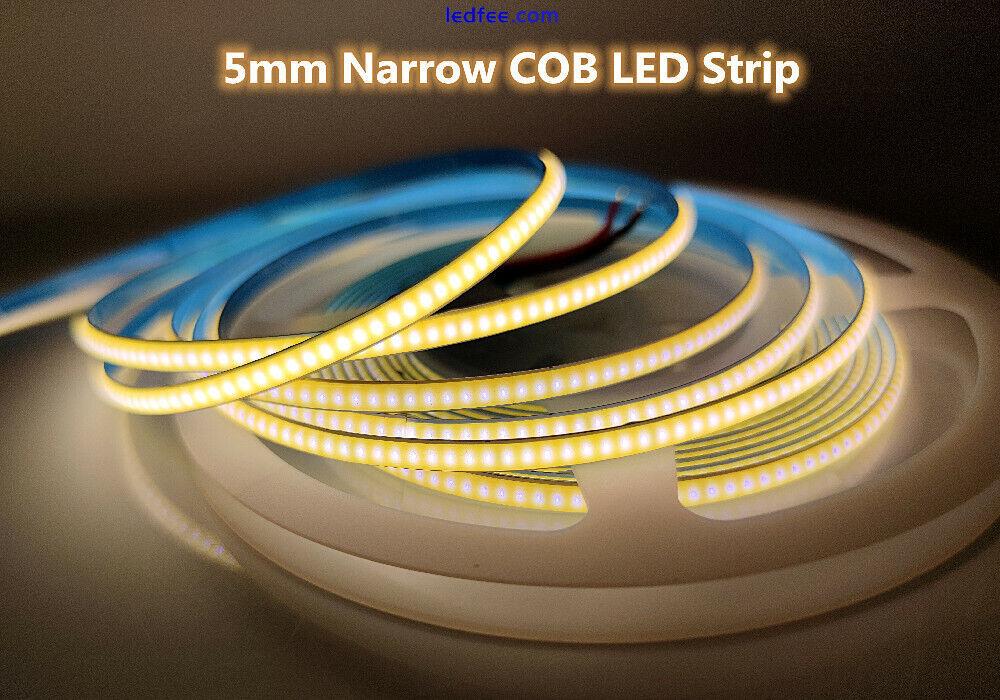 5mm Super Thin COB Strip 384LEDs/m Soft Flexible DC 12V 24V LED Light Bar white 5 