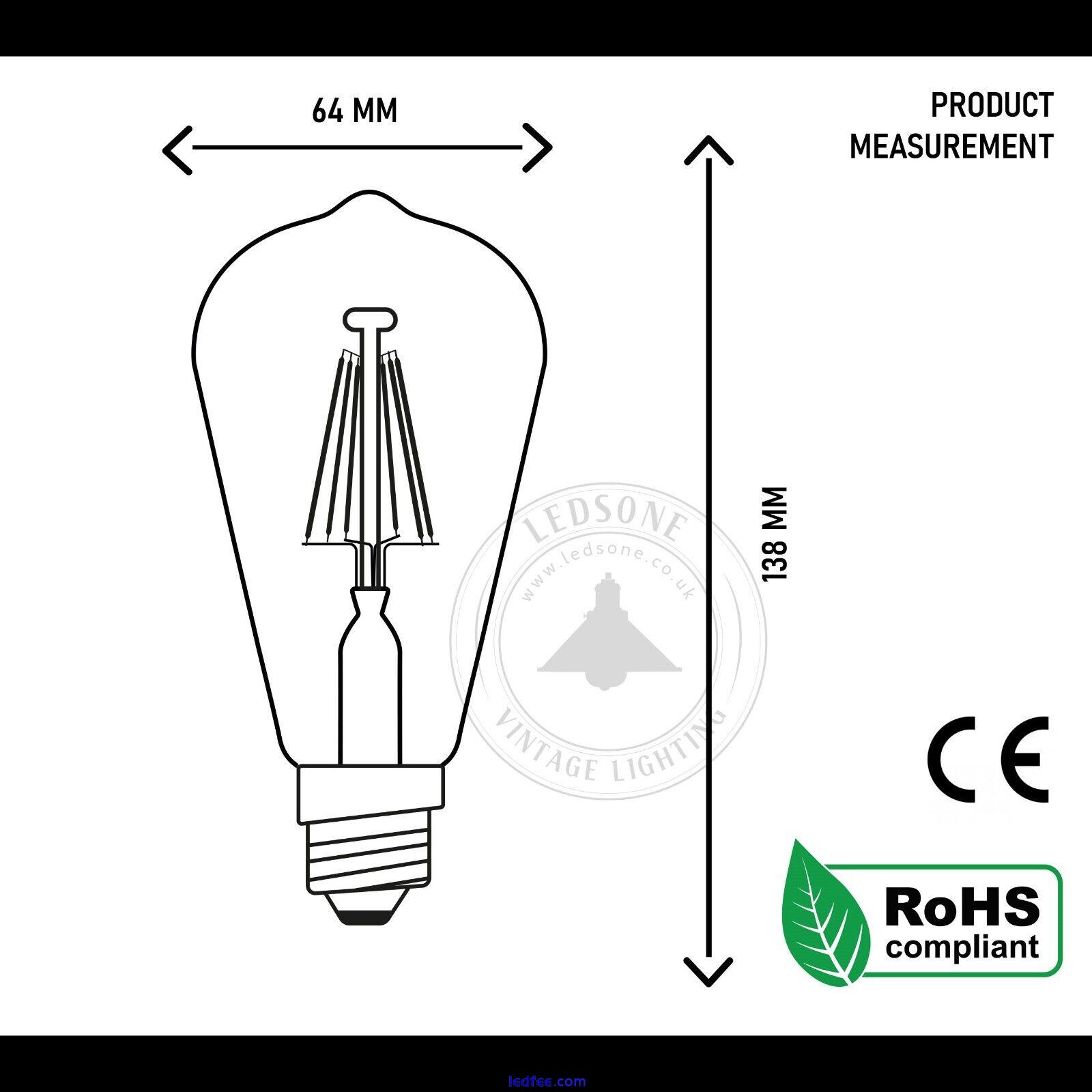 Vintage Filament LED Edison Bulb Dimmable ST64 E27 Decorative Industrial Lights 1 