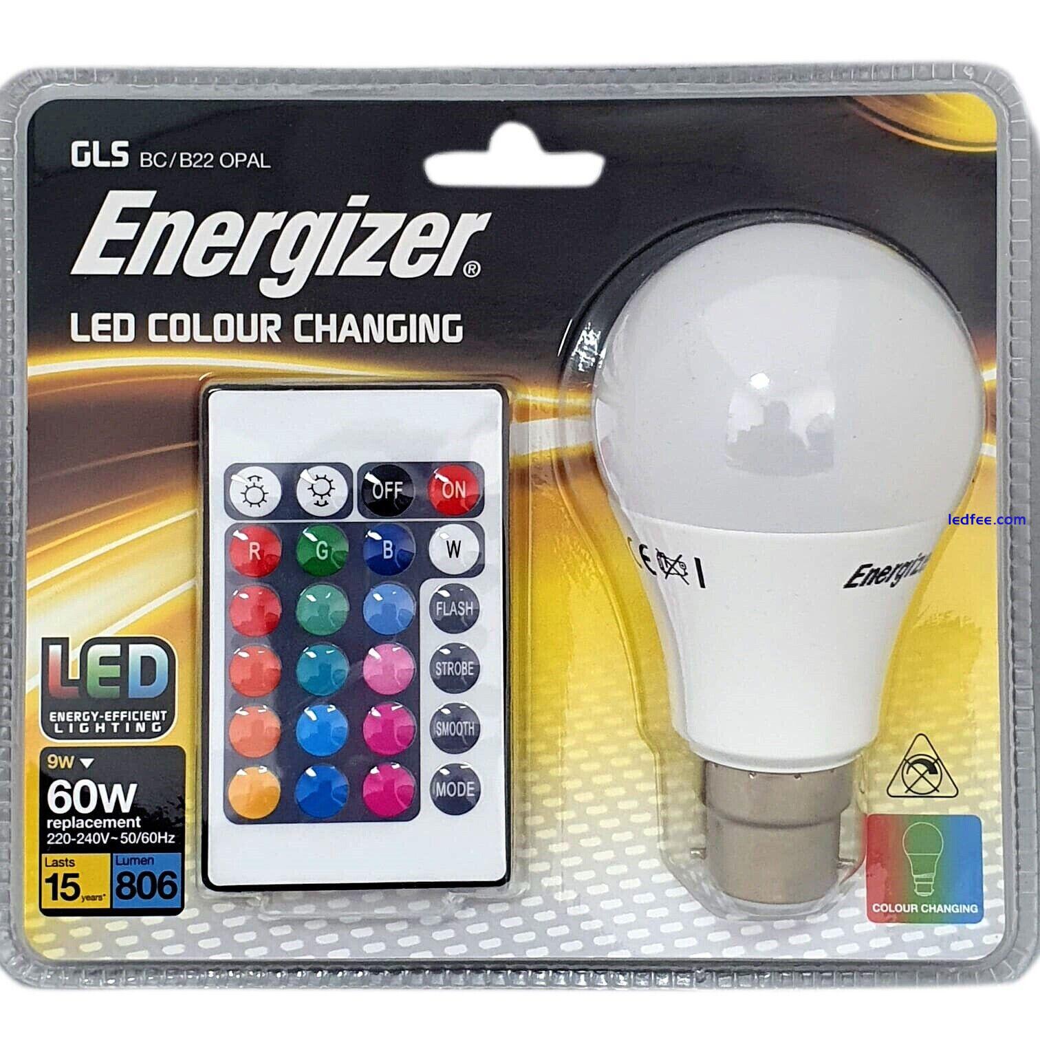 1x Energizer Colour Changing Light Bulb B22 GLS LED RGB+W with Remote Control 2 