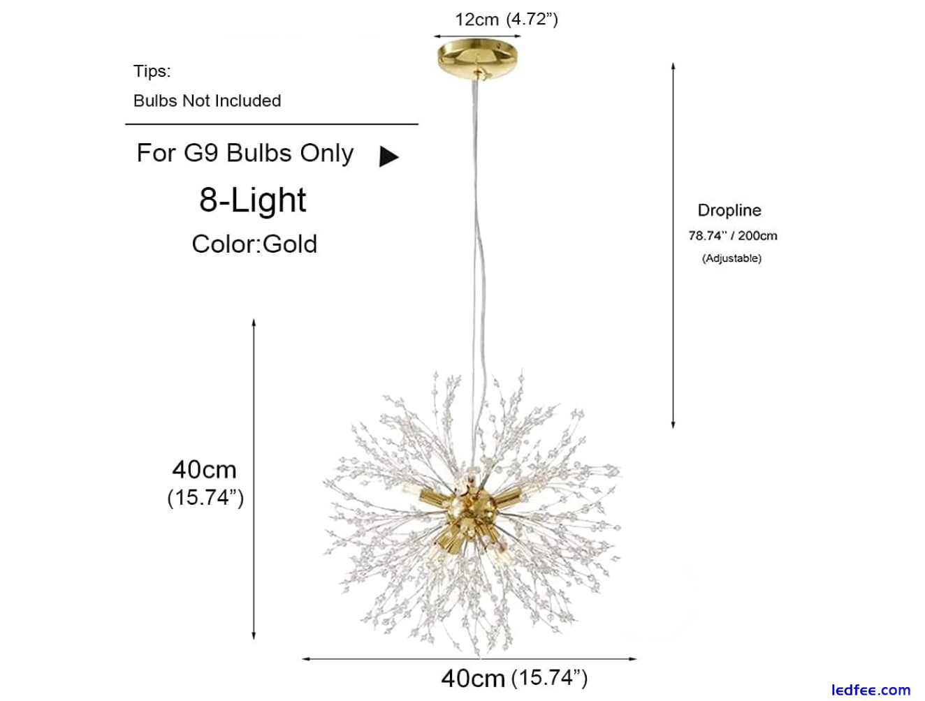 Ceiling Crystal 8 Lights Firework Chandelier Modern Pendant Lamp Kitchen Light 2 