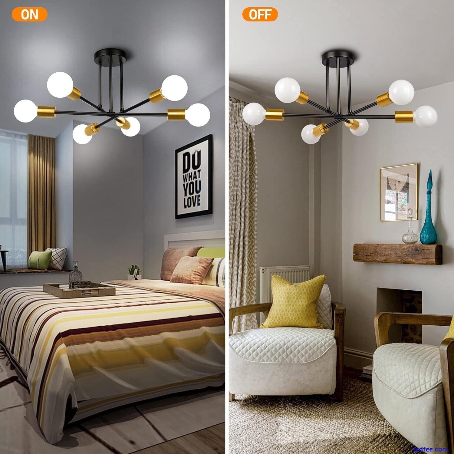 Modern LED Ceiling Light Bedroom Lamp Vintage Pendant Sputnik Chandelier Fixture 5 