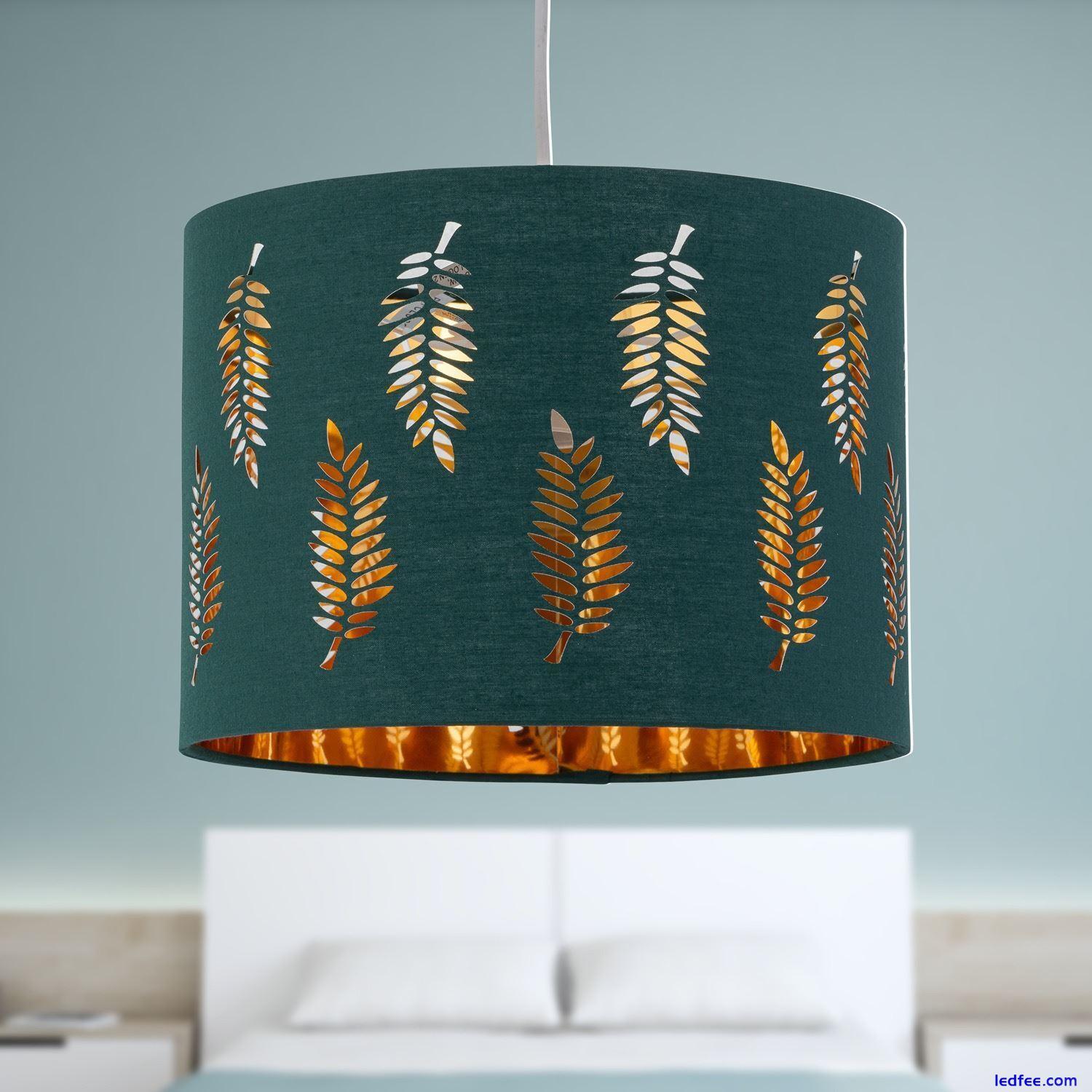 Modern Dark Green Fern 25cm Easy Fit Ceiling Light Shade Pendant Lightshade 2 