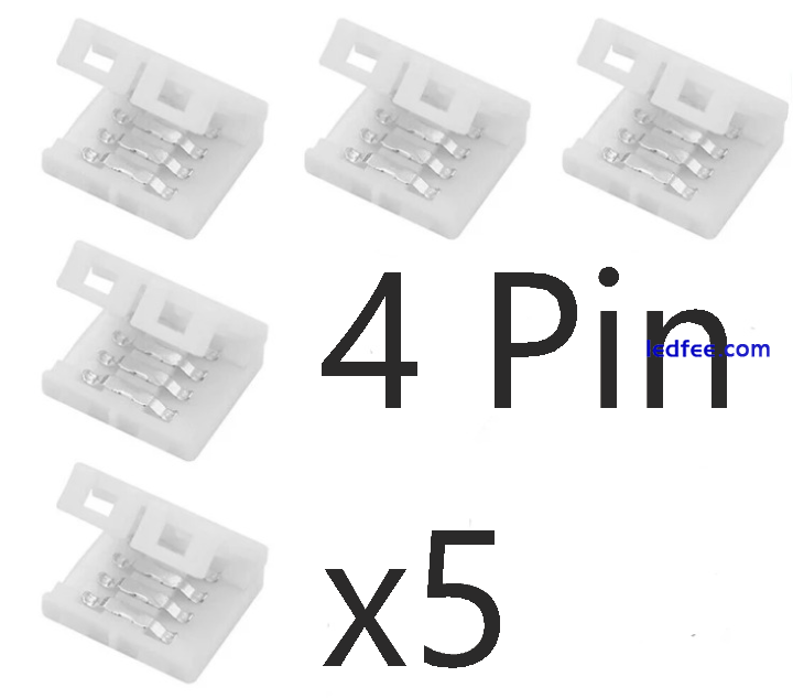 LED Strip Connector 10mm 4-pin Solderless Clip On For 5050/3528 RGB Strip X 5 3 