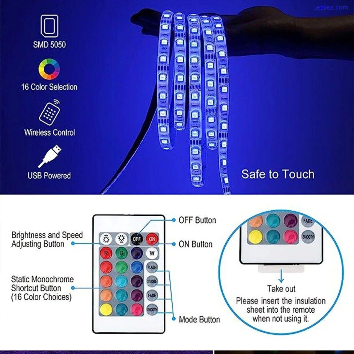 Flexible RGB LED Strip Light with USB Power 24Key Remote, DIY Backlighting Home 3 