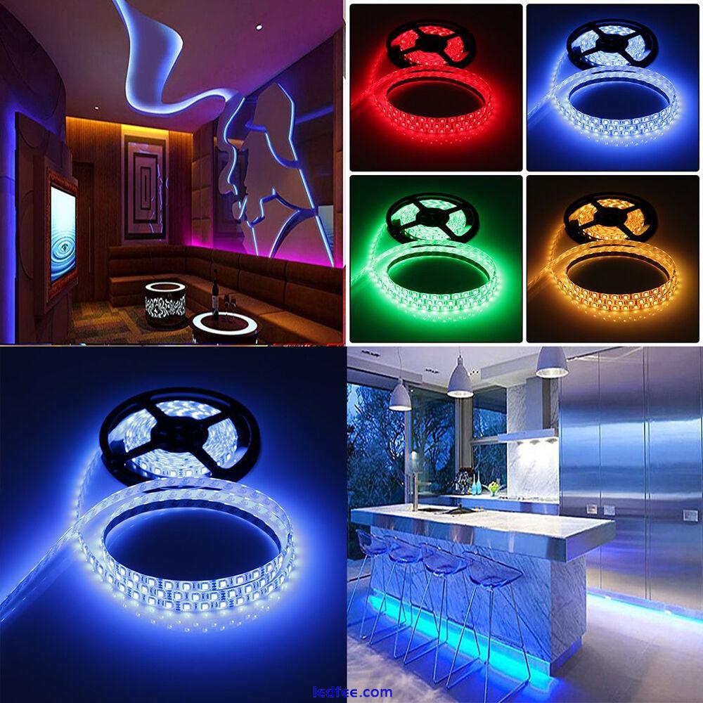 5m  20m 5050 RGB LED Strip Lights Colour Changing cabinet kitchen tape ribbon DC 2 