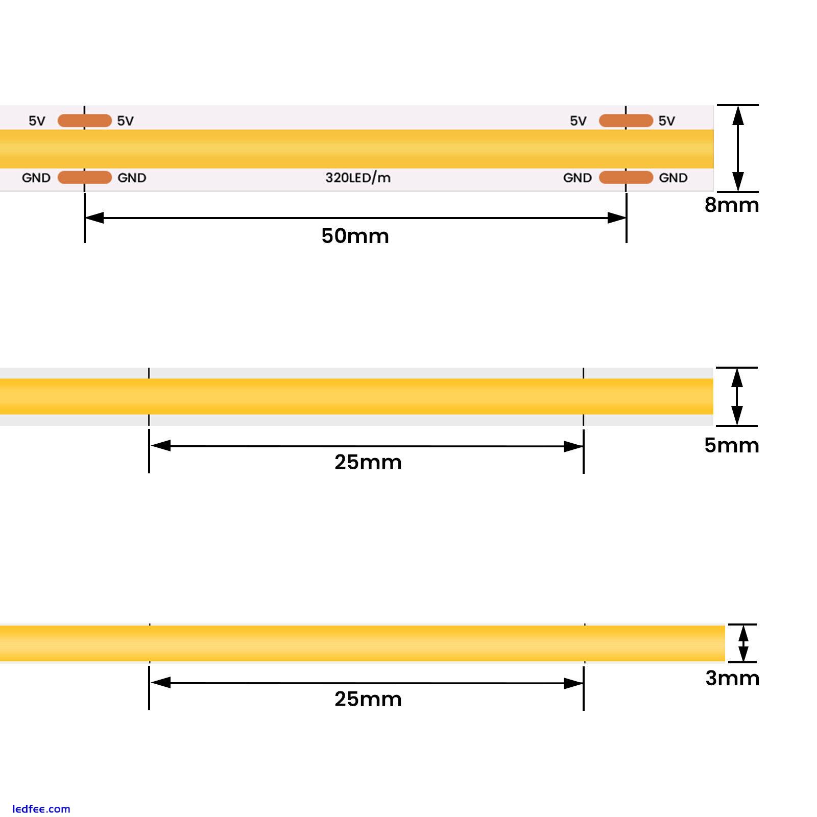 High Density COB LED Strip Lights 3mm 5mm 8mm Flexible Tape Cabinet Kitchen Lamp 5 