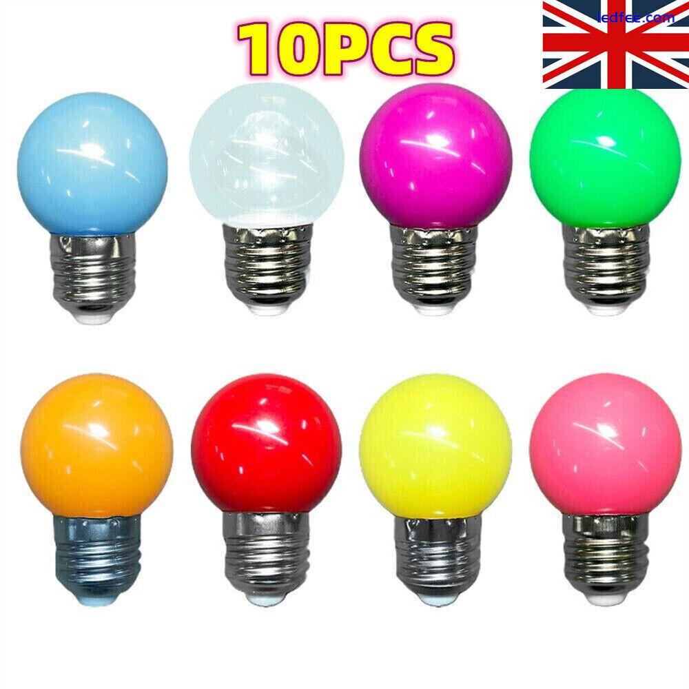 10 x Assorted Pack Coloured E27 LED Light Bulbs Golf Ball ES Festoon Party Lamp. 2 