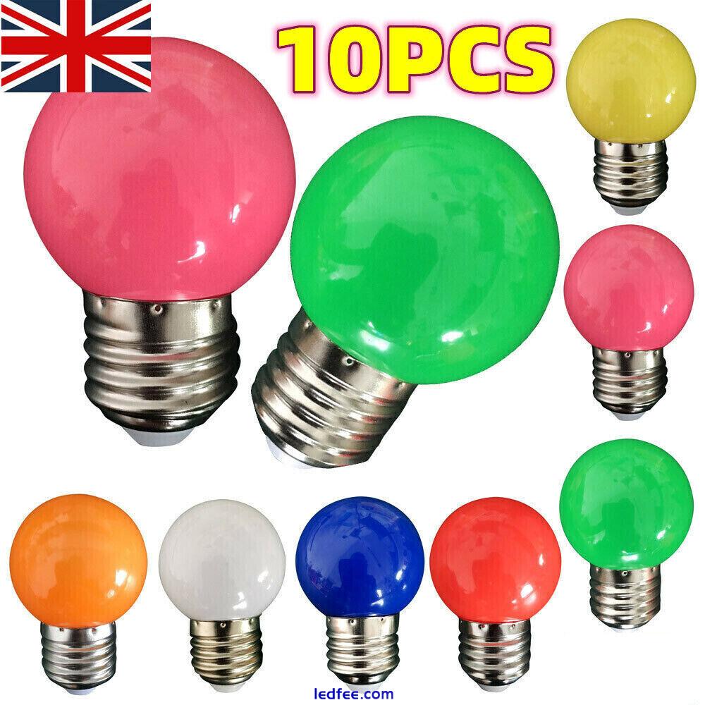 10 x Assorted Pack Coloured E27 LED Light Bulbs Golf Ball ES Festoon Party Lamp. 1 