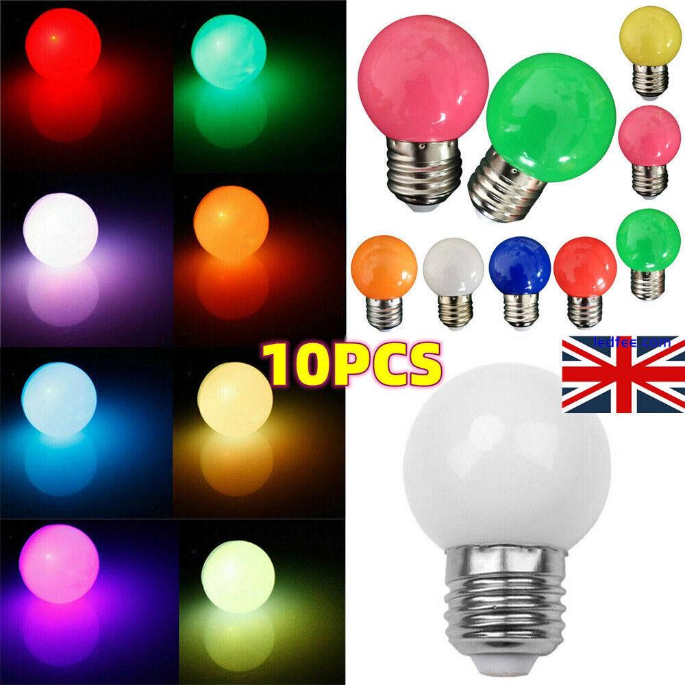 10 x Assorted Pack Coloured E27 LED Light Bulbs Golf Ball ES Festoon Party Lamp. 0 