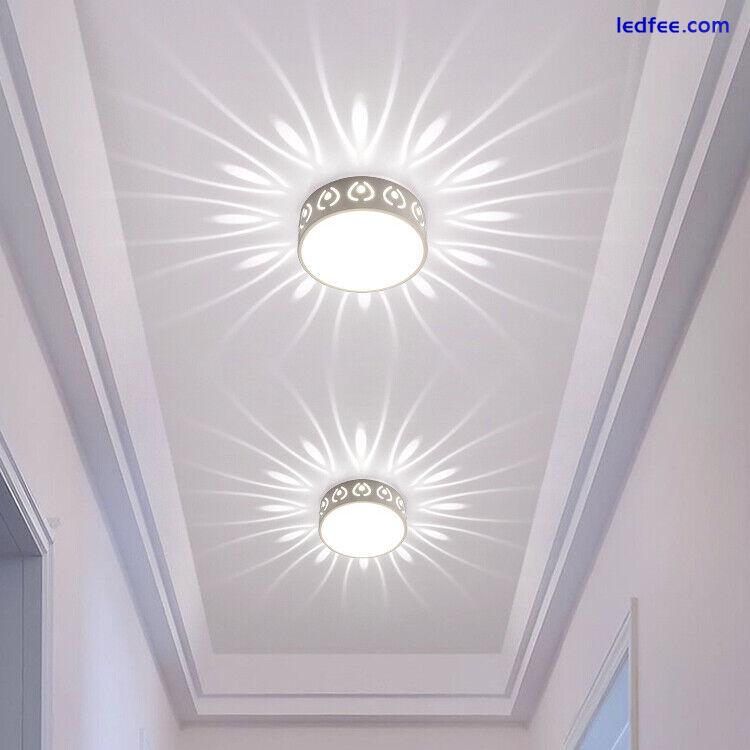 Round 5W LED Ceiling Light Fixture Acrylic Lamp Flush Mounted Corridor Bedroom 3 