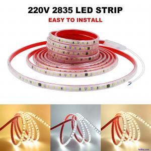 220V LED Strip Lights 2835 Waterproof Tape Rope Self-Adhesive Commercial Light