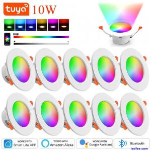 Ceiling Lights TUYA LED Dimming RGB Downlight Panel Recessed Spotlights By Alexa