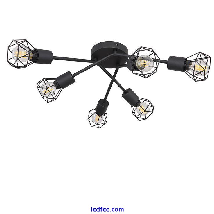 Cage Style Black 6 Way Ceiling Lights Fitting Semi Flush Stylish 4W LED Bulbs 5 