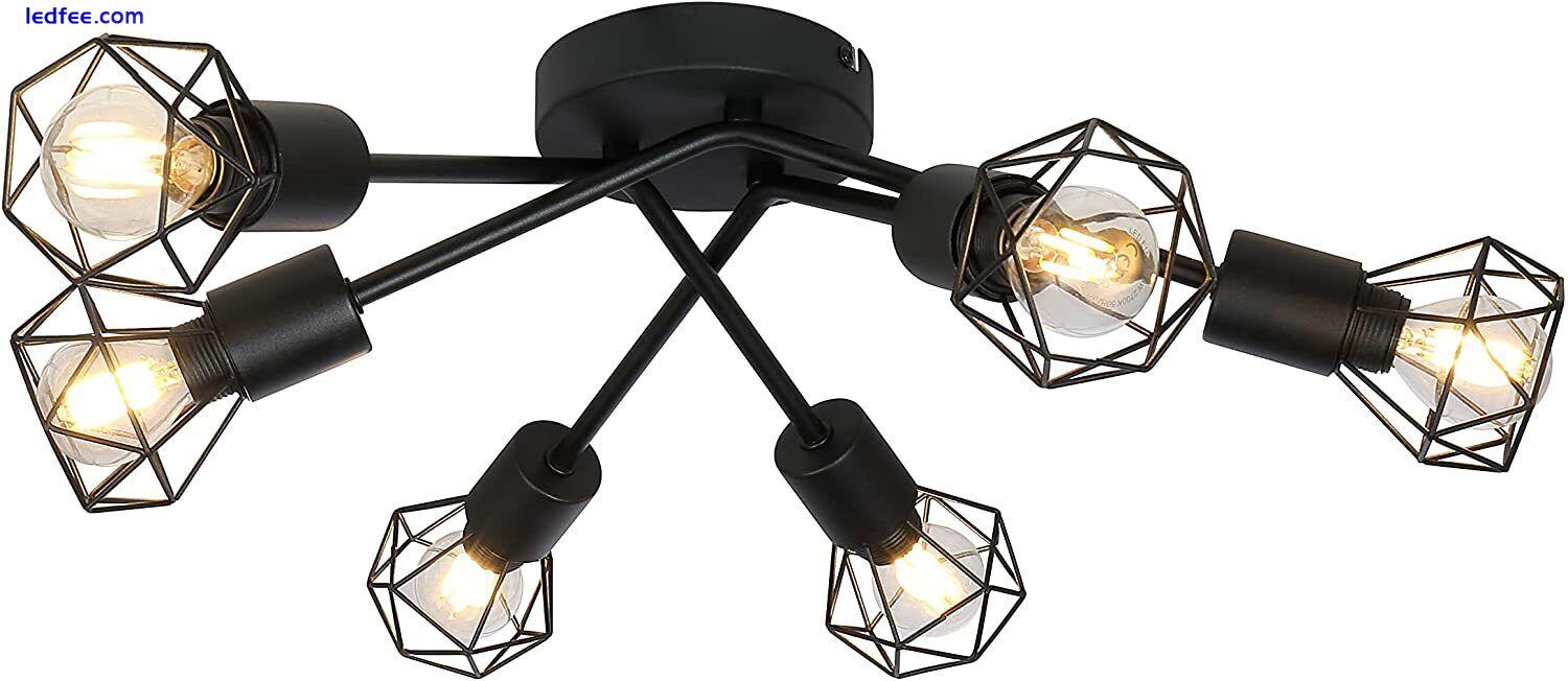 Cage Style Black 6 Way Ceiling Lights Fitting Semi Flush Stylish 4W LED Bulbs 4 