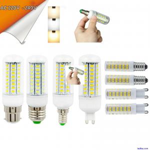 E14 E27 B22 G9 12W 15W LED Corn Light Bulb, Screw Socket, White Lamp, 220V-240V