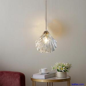 Nordic Pendant Light Fixture Ribber Glass Shell LED Ceiling Lamp Chandelier