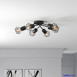 Cage Style Black 6 Way Ceiling Lights Fitting Semi Flush Stylish 4W LED Bulbs