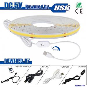 COB LED Strip Light Flexible Tape Lights Home DIY Lighting 6Color USB 5V Dimmer