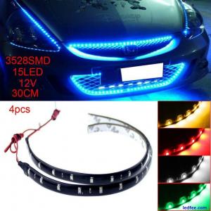 4pcs 12V 30cm 15 LED 3528 SMD Waterproof Car Auto Flexible Strip Lights