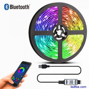 USB LED Strip Lights 5050 RGB Colour Changing Tape TV Kitchen Lighting APP 1-5m