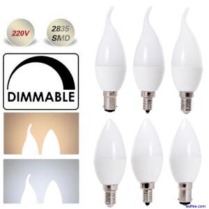 Dimmable LED E14 E12 B15 5W Chandelier Candle Light AC 220V 240V Bulb White Lamp