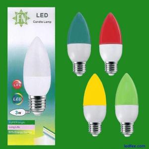 3W LED Coloured ES E27 Candle Light Bulb Lamp, Red Yellow Green Blue, 85-265V