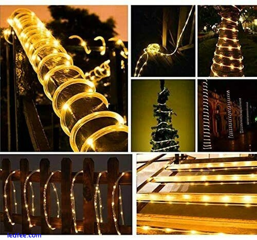 2PACK Solar LED Powered Fairy String Rope Strip Lights Waterproof Outdoor Garden 0 