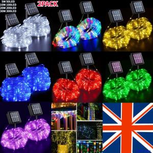 2PACK Solar LED Powered Fairy String Rope Strip Lights Waterproof Outdoor Garden