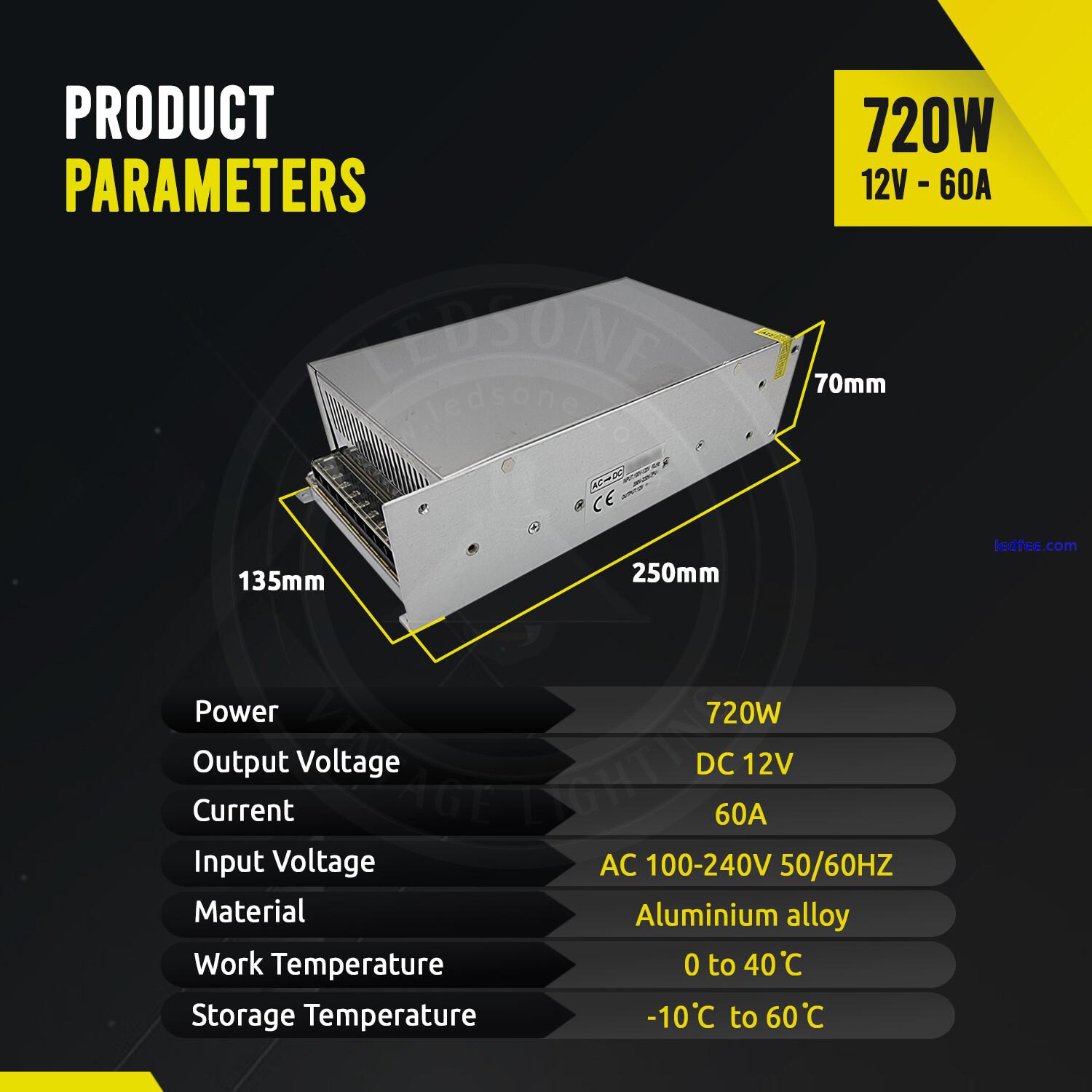 DC 5V/12V/24V LED Transformer 240V 12W-720W LED Power Supply IP20 LED Driver PSU  | eBay UK 3 