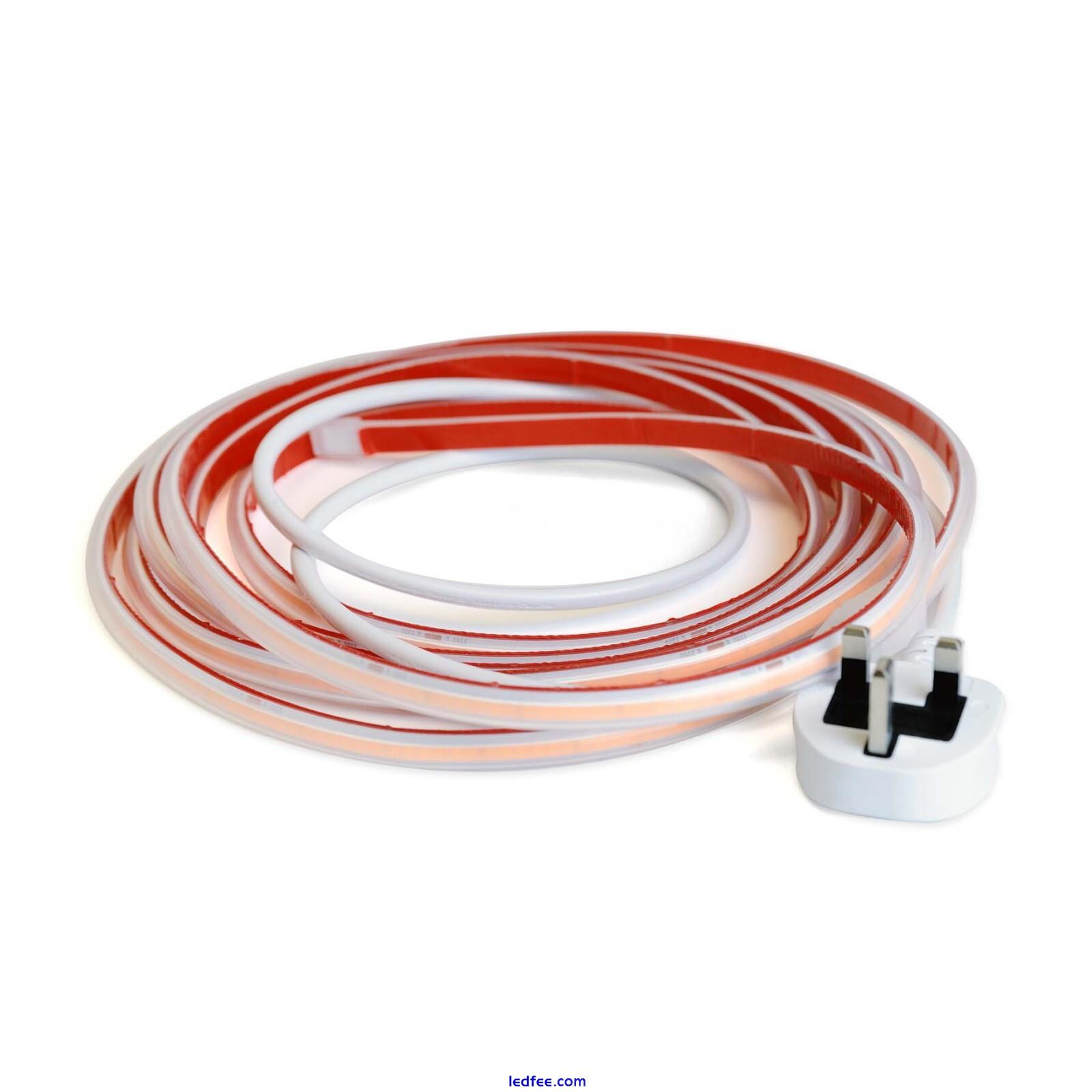 Plug & Play LED COB AC Strip Light Seamless IP65 220V-240V 10mm Wide 10cm/Cut  | eBay UK 0 