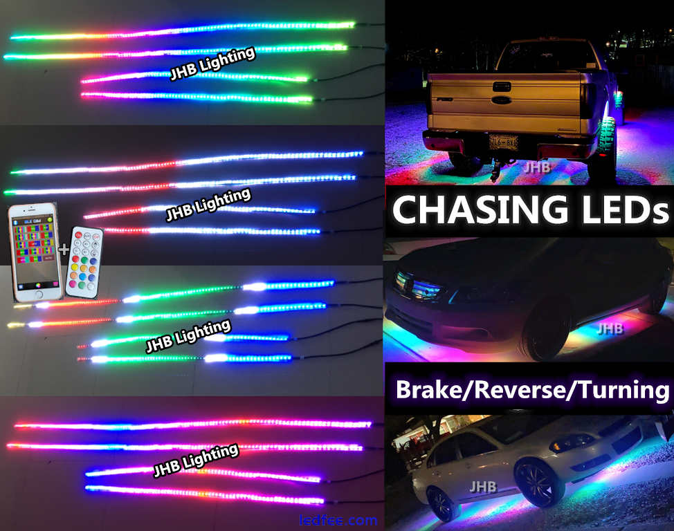JHB 2PCS 4FT+2PCS 6.5FT Remote APP CHASING FLOWING Underglow LED Strips Lights K  | eBay UK 4 