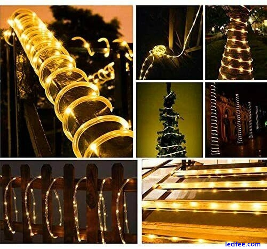 Solar LED Powered Fairy String Rope Strip Lights Waterproof Outdoor Garden Patio  | eBay UK 1 