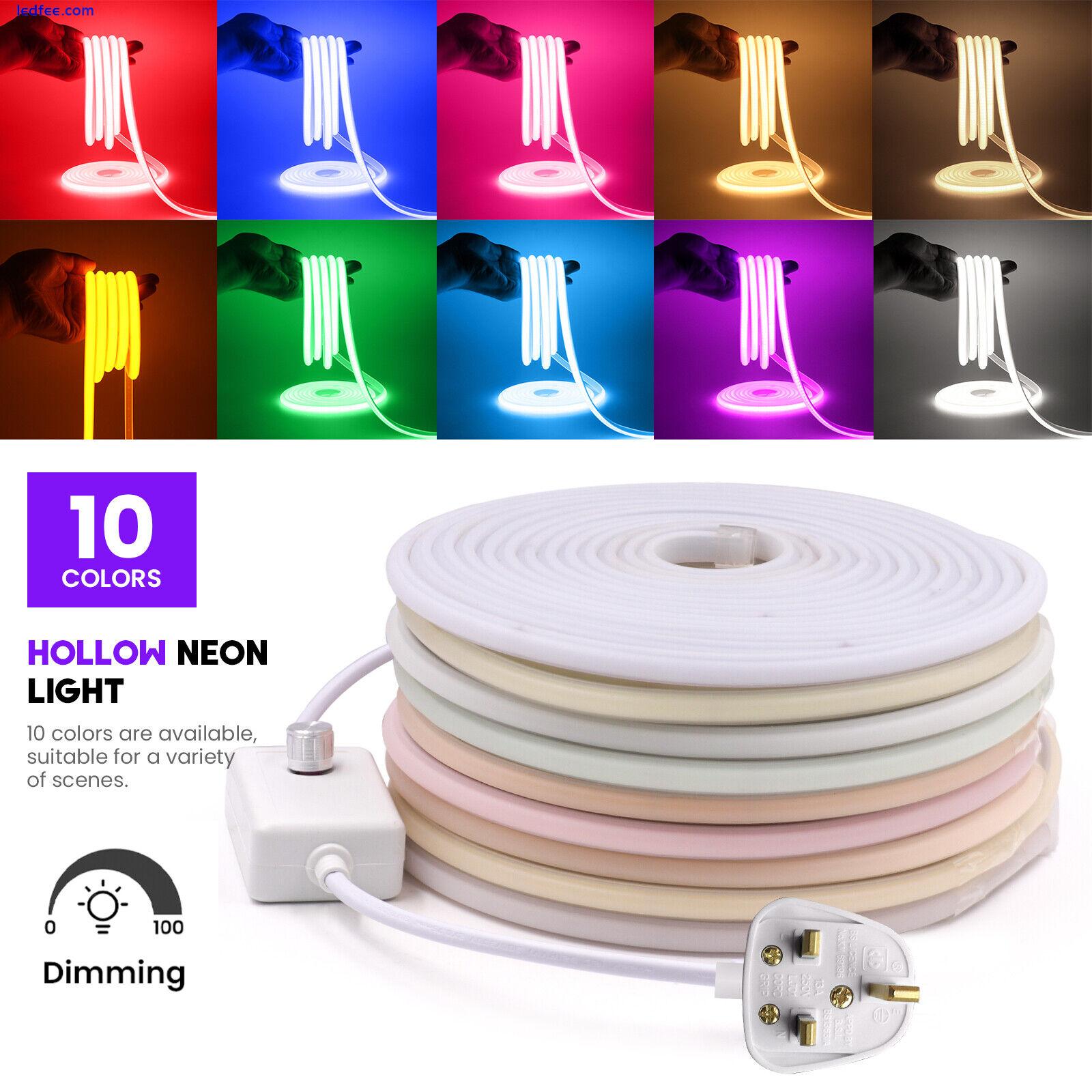 COB Neon LED Strip Lights Flexible Rope Dimmable Outdoor Lighting UK Plug 220V 0 