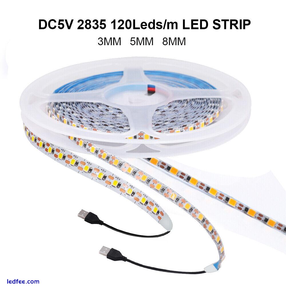 LED Strip Lights USB 2835 120LEDs/m 3mm 5mm 8mm Tape Kitchen Cabinet TV Lighting 0 