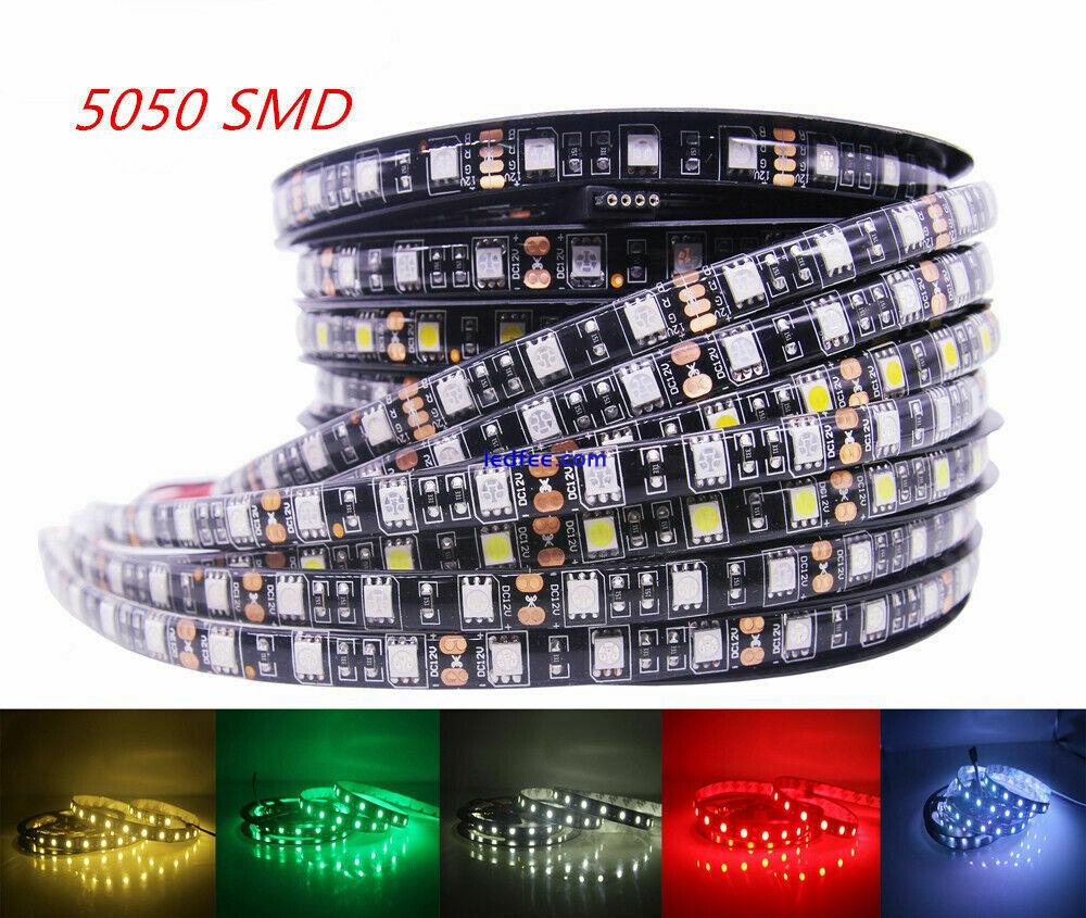 1/5m LED Strip light 5050 SMD Flexible Black PCB Tape Kitchen Cabinet Lamp DC12V 0 