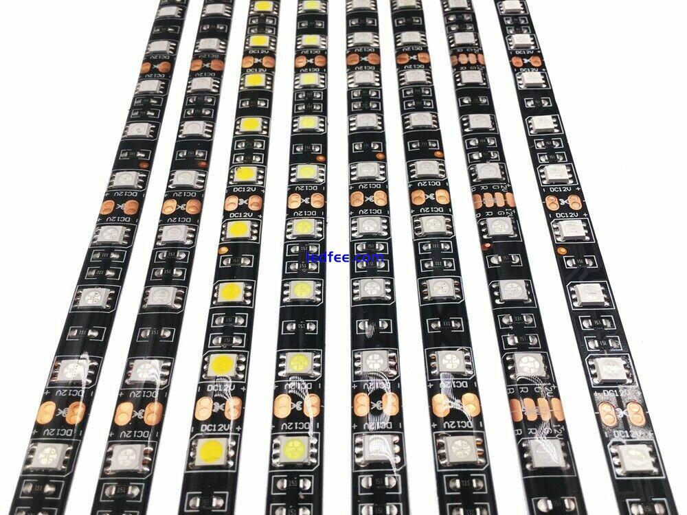 1/5m LED Strip light 5050 SMD Flexible Black PCB Tape Kitchen Cabinet Lamp DC12V 4 