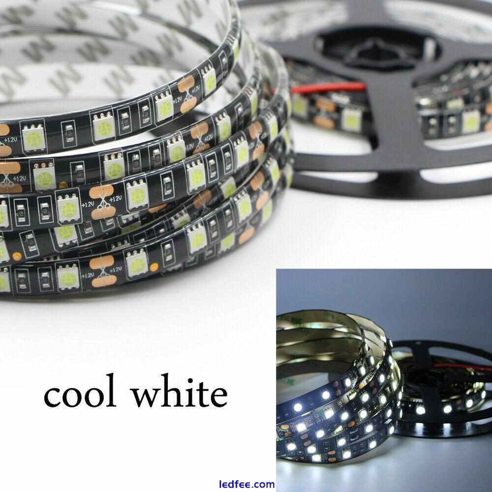 1/5m LED Strip light 5050 SMD Flexible Black PCB Tape Kitchen Cabinet Lamp DC12V 5 