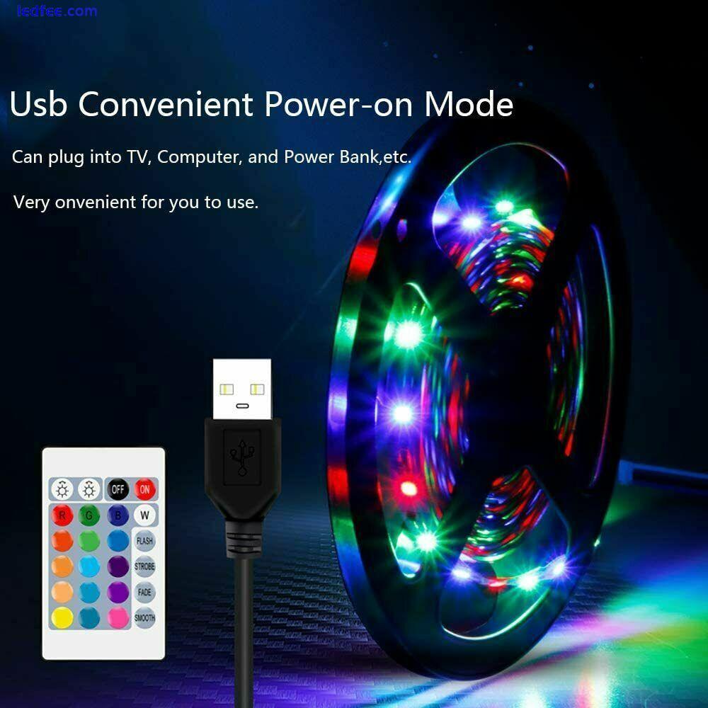 USB LED Strip Lights 1-5M Black 5050 5M RGB Light Colour Changing Tape TV UK 3 