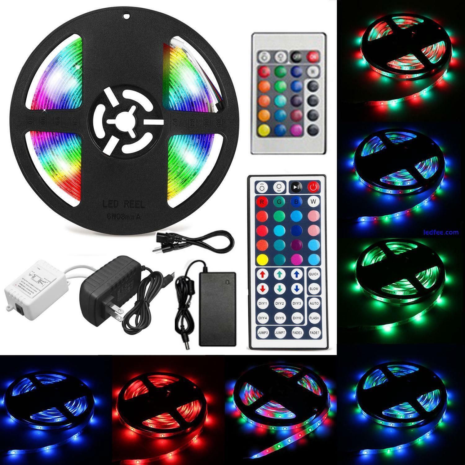 5M SMD 5050 RGB LED COLOUR CHANGE STRIP LIGHT 12V ADAPTER KIT FLEXIBLE & CUTABLE 0 