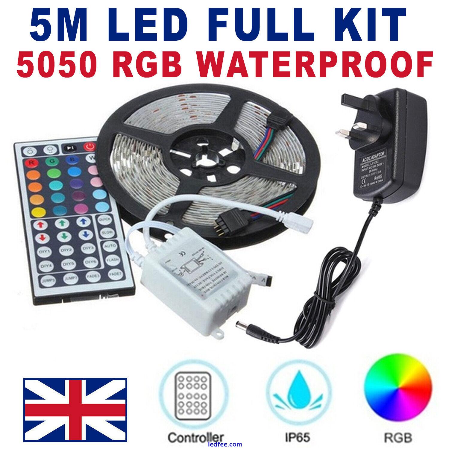 5M SMD 5050 RGB LED COLOUR CHANGE STRIP LIGHT 12V ADAPTER KIT FLEXIBLE & CUTABLE 4 