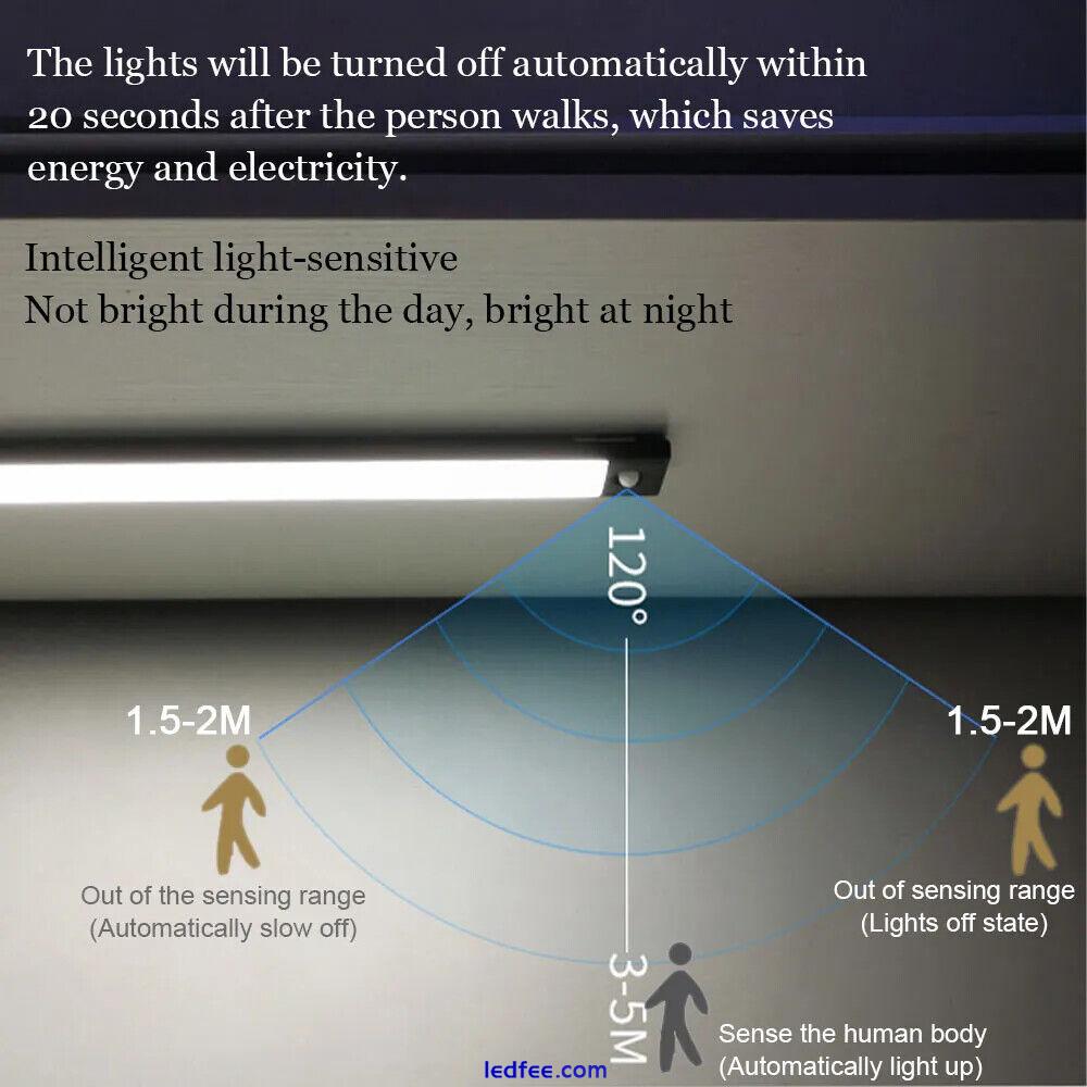 Wireless LED PIR Motion Sensor Light Strips Cabinet Closet Lamp USB Rechargeable 5 