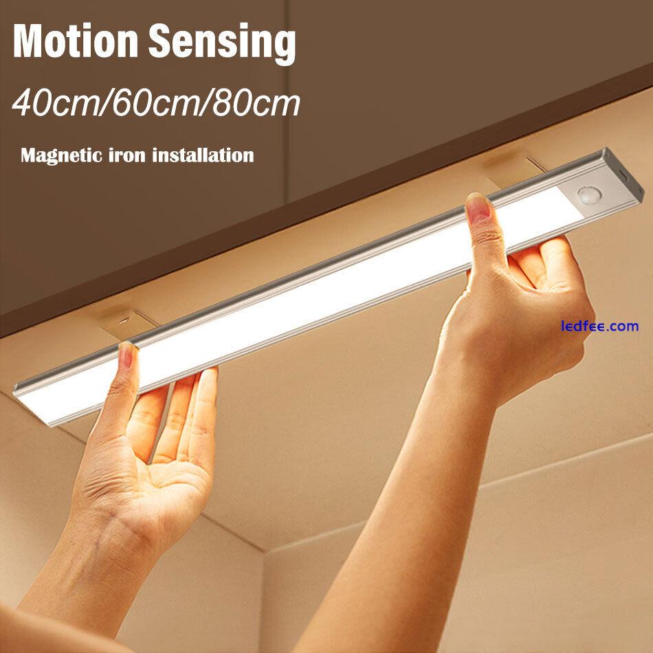 Wireless LED PIR Motion Sensor Light Strips Cabinet Closet Lamp USB Rechargeable 1 