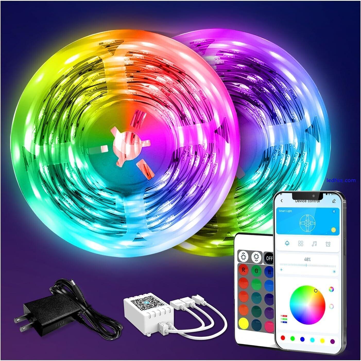 New LED Strip Lights 130ft Music Sync Bluetooth 5050 RGB Room Light with Remote 0 