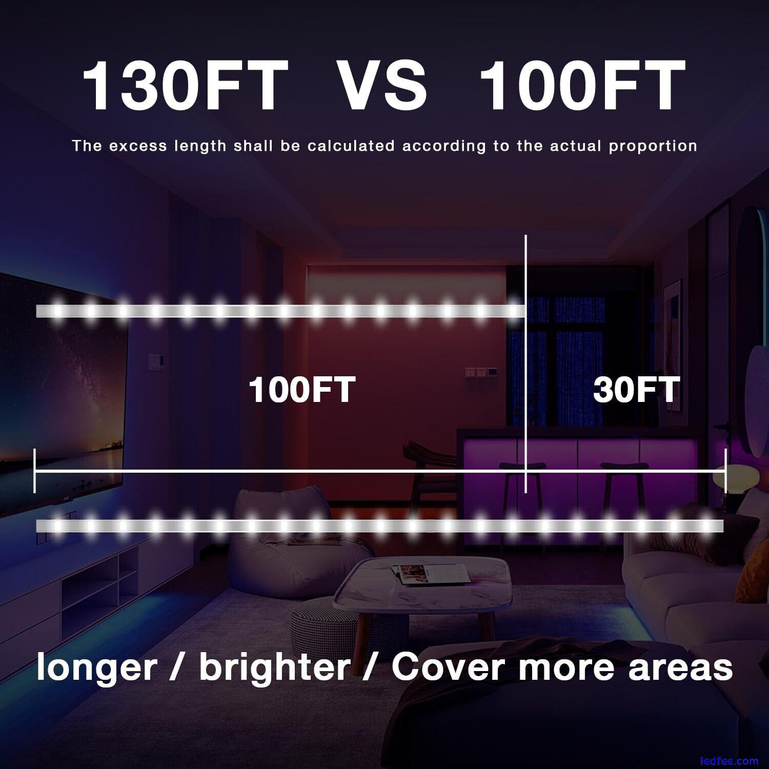 New LED Strip Lights 130ft Music Sync Bluetooth 5050 RGB Room Light with Remote 1 