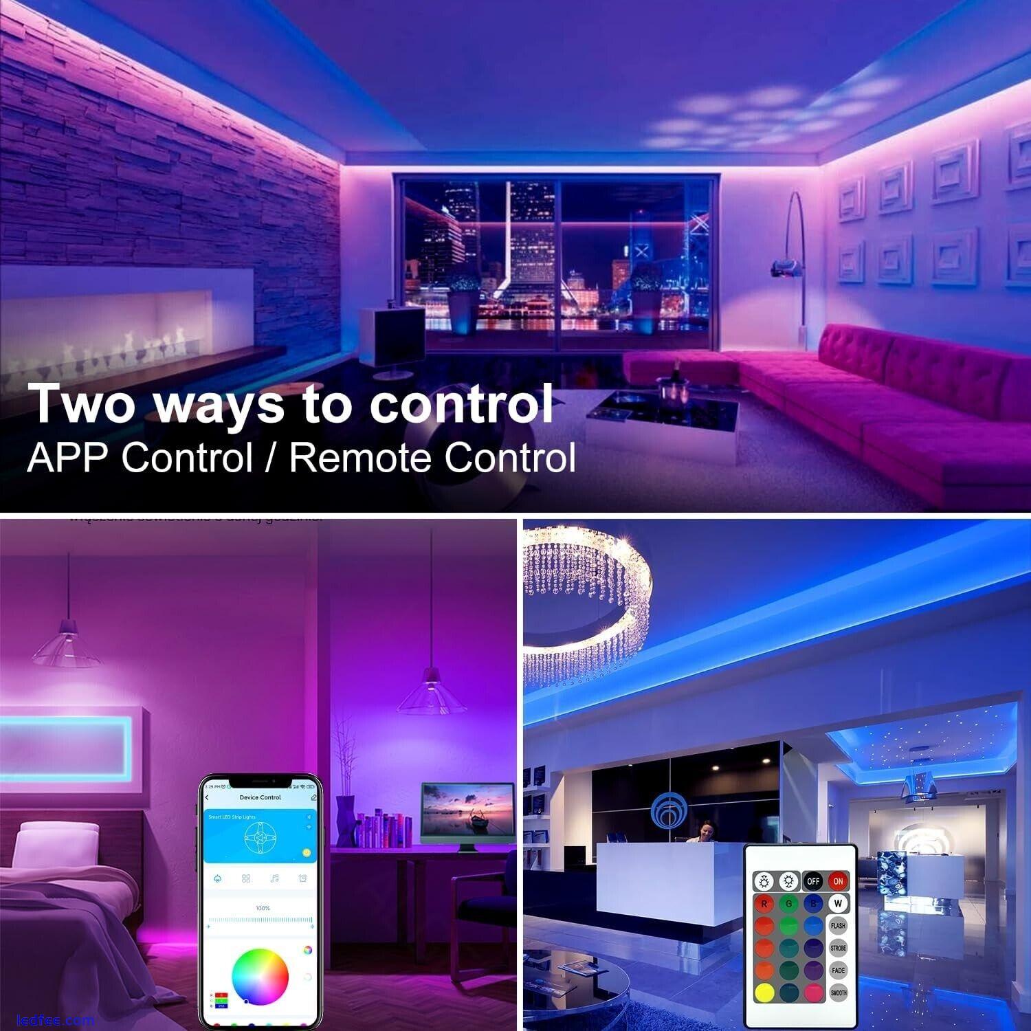 New LED Strip Lights 130ft Music Sync Bluetooth 5050 RGB Room Light with Remote 3 