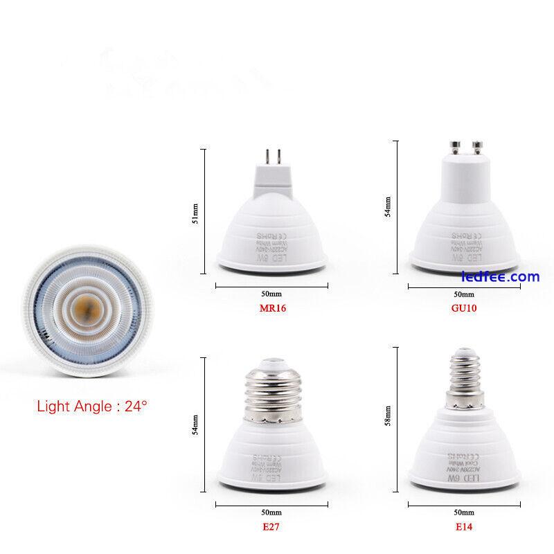 E27 E14 GU10 MR16 LED COB Bulb 6W 24°/120° Cool White Warm White Spot Bulbs 220V 4 