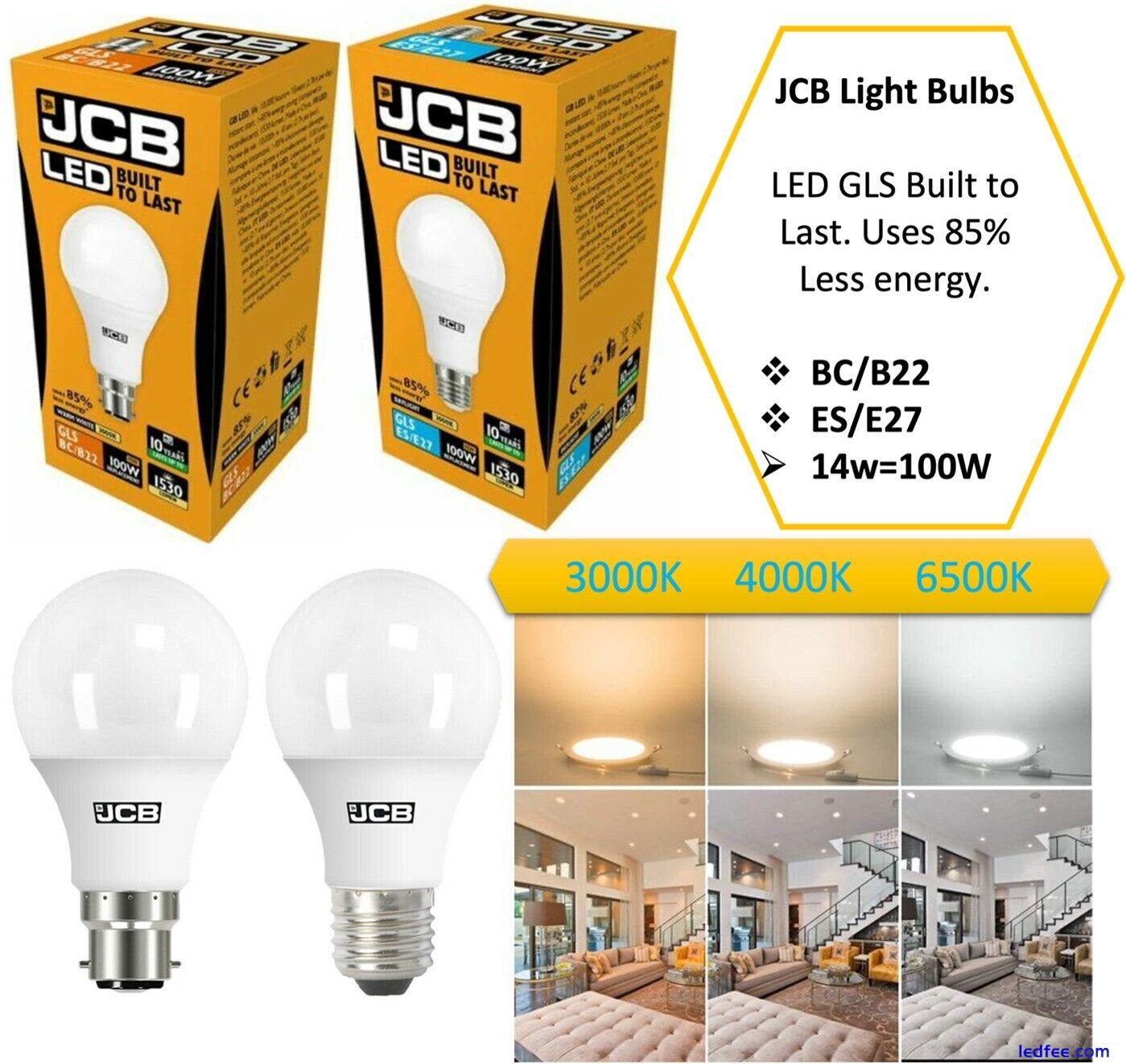 ENERGY SAVING JCB LED GLS LIGHT Bulbs 4.9w = 40w 8.5W=60W 14w=100W BC B22 ES E27 0 