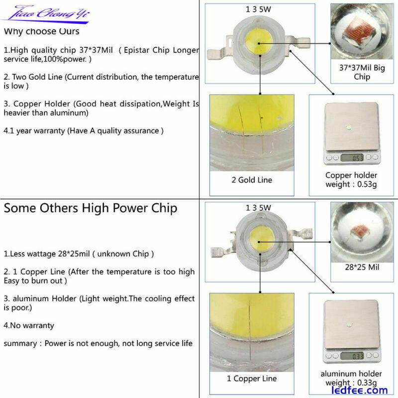 1W 3W 5W Watt High Power LED Chip Warm White cob 3v Red Blue Green RGB PCB bulbs 2 