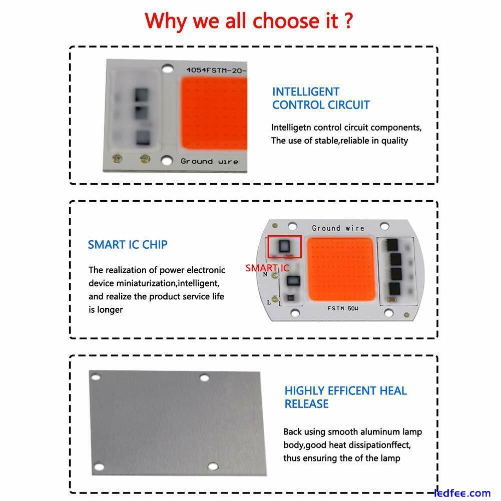 LED Chip 10W 30W 50W 100W Driverless Full Spectrum Smart IC DIY Bulb FloodLight 5 